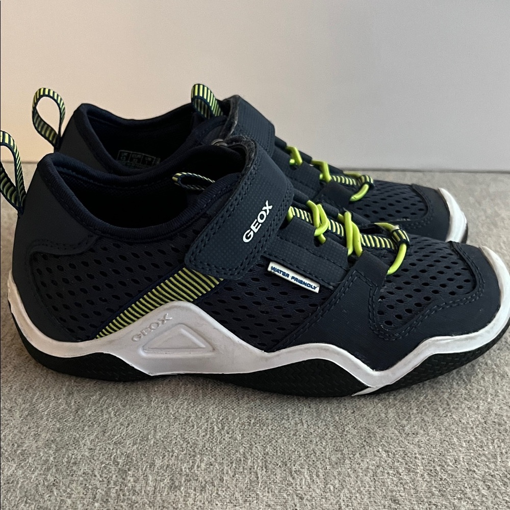 Geox Kids' Dark Blue and Neon Green Sneakers